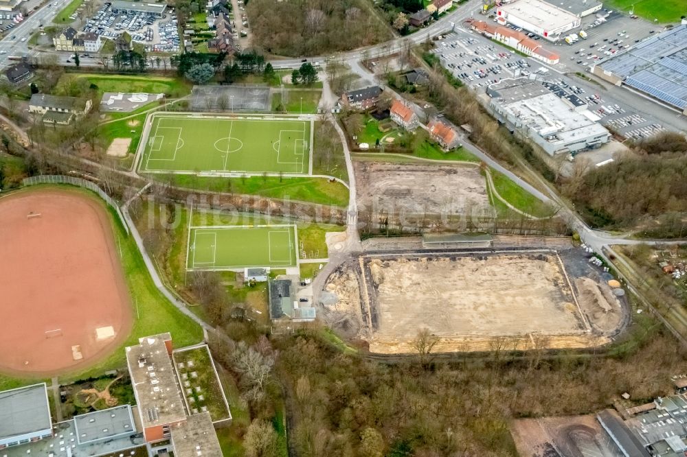 Luftbild Hamm - Sportplatz- Fussballplatz Sportanlage Adolf-Brühl-Stadion in Hamm im Bundesland Nordrhein-Westfalen, Deutschland