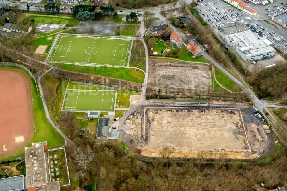 Luftaufnahme Hamm - Sportplatz- Fussballplatz Sportanlage Adolf-Brühl-Stadion in Hamm im Bundesland Nordrhein-Westfalen, Deutschland