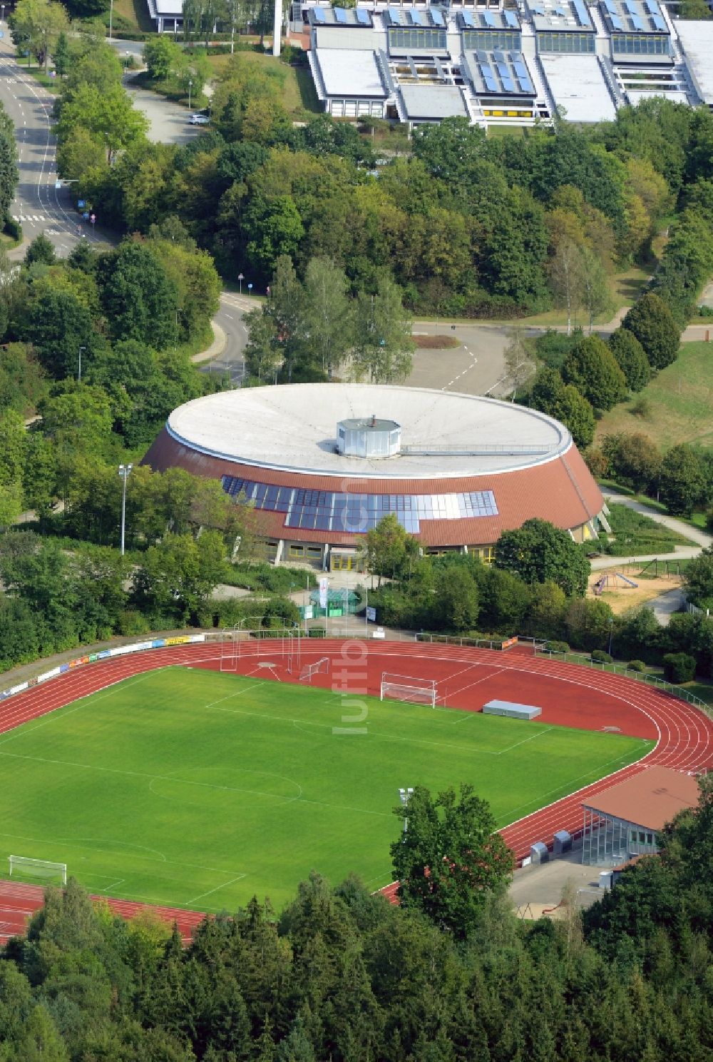 Ellwangen (Jagst) aus der Vogelperspektive: Sportplatzanlage in Ellwangen (Jagst) im Bundesland Baden-Württemberg