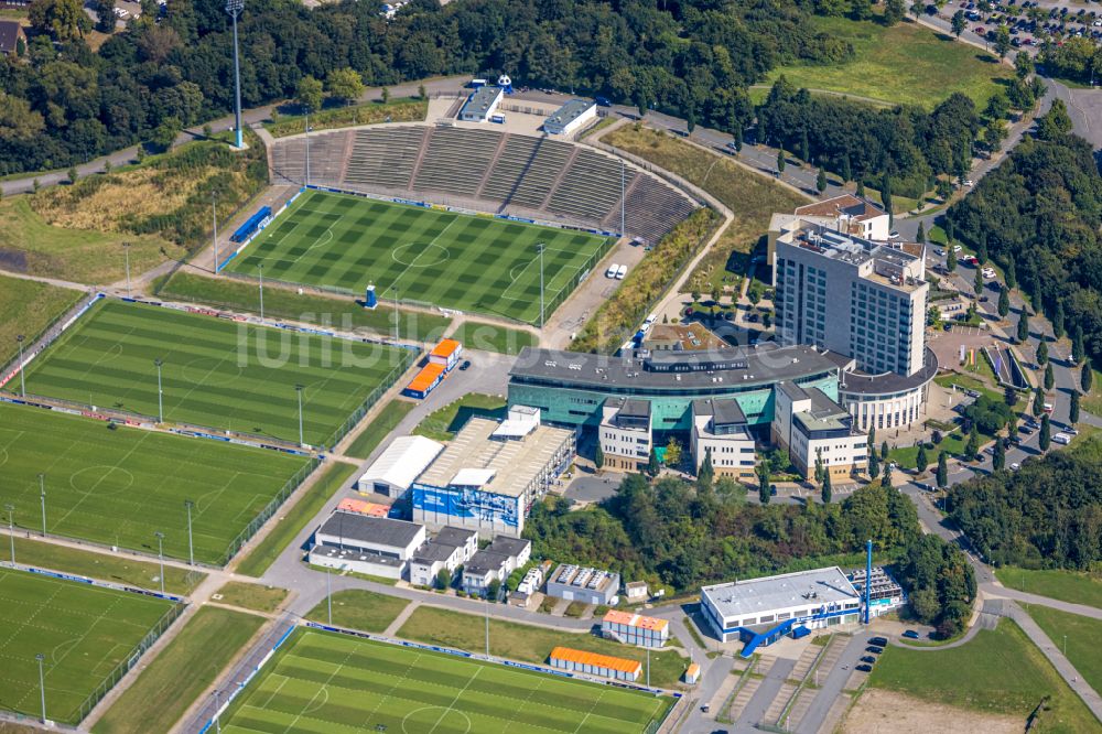 Luftaufnahme Gelsenkirchen - Sportplätze und Bauarbeiten am ehemaligen Fussballstadion Parkstadion in Gelsenkirchen im Bundesland Nordrhein-Westfalen