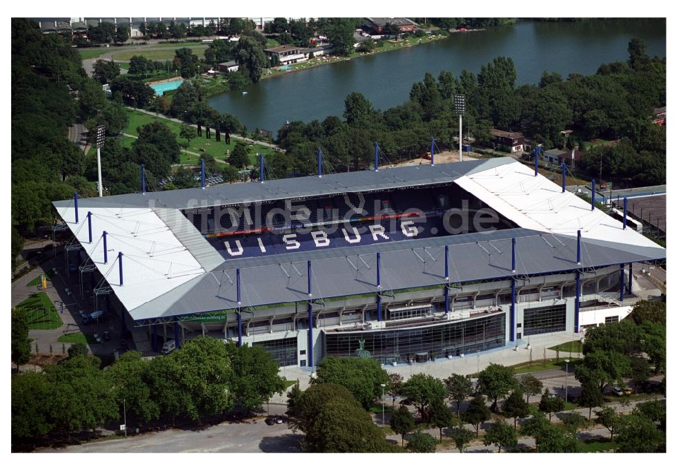 Duisburg von oben - Sportstätte Schauinsland-Reisen-Arena ( ehemalig Wedaustadion ) im Duisburger Stadtteil Neudorf im Bundesland Nordrhein-Westfalen