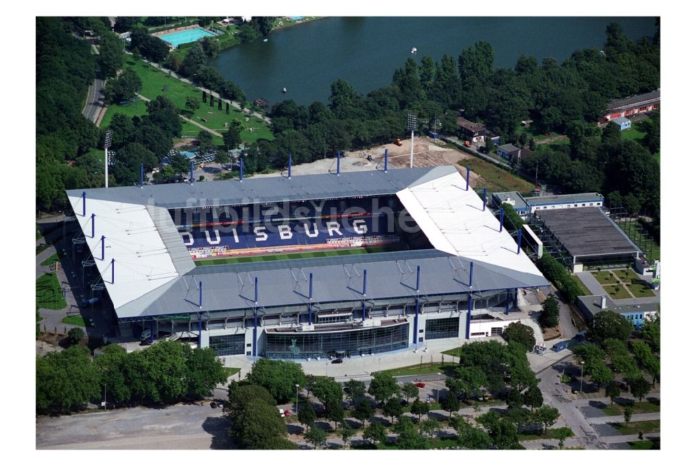 Duisburg von oben - Sportstätte Schauinsland-Reisen-Arena ( ehemalig Wedaustadion ) im Duisburger Stadtteil Neudorf im Bundesland Nordrhein-Westfalen