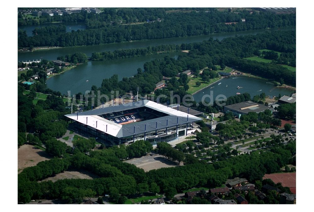 Duisburg von oben - Sportstätte Schauinsland-Reisen-Arena ( ehemalig Wedaustadion ) im Duisburger Stadtteil Neudorf im Bundesland Nordrhein-Westfalen