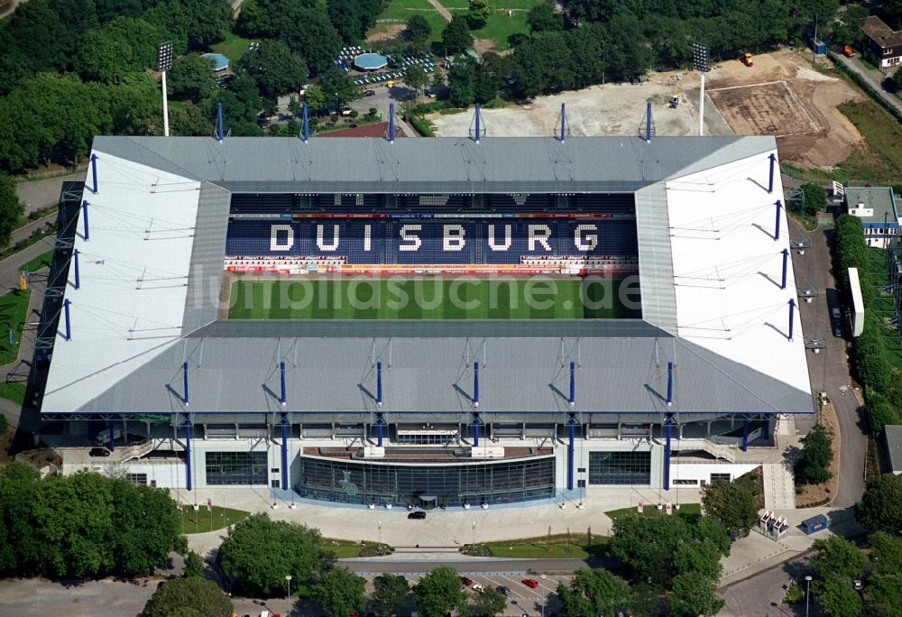 Luftaufnahme Duisburg - Sportstätte Schauinsland-Reisen-Arena ( ehemalig Wedaustadion ) im Duisburger Stadtteil Neudorf im Bundesland Nordrhein-Westfalen