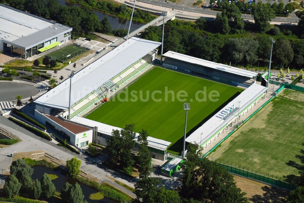 Luftbild Wolfsburg - Sportstätten-Gelände des AOK Stadion Allerpark in Wolfsburg im Bundesland Niedersachsen, Deutschland