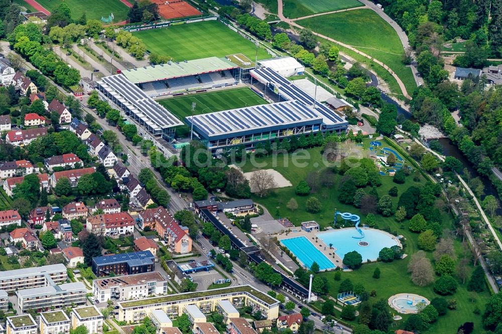 Luftaufnahme Freiburg im Breisgau - Sportstätten-Gelände der Arena des Dreisamstadion Stadion des SC Freiburg in Freiburg im Breisgau im Bundesland Baden-Württemberg