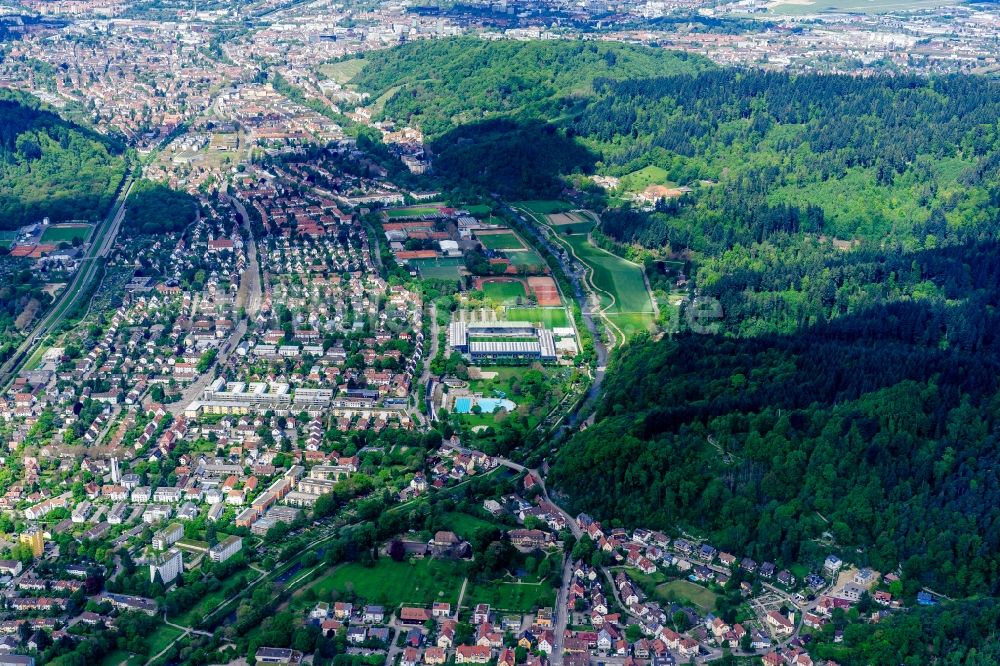 Freiburg im Breisgau von oben - Sportstätten-Gelände der Arena des Dreisamstadion Stadion des SC Freiburg in Freiburg im Breisgau im Bundesland Baden-Württemberg