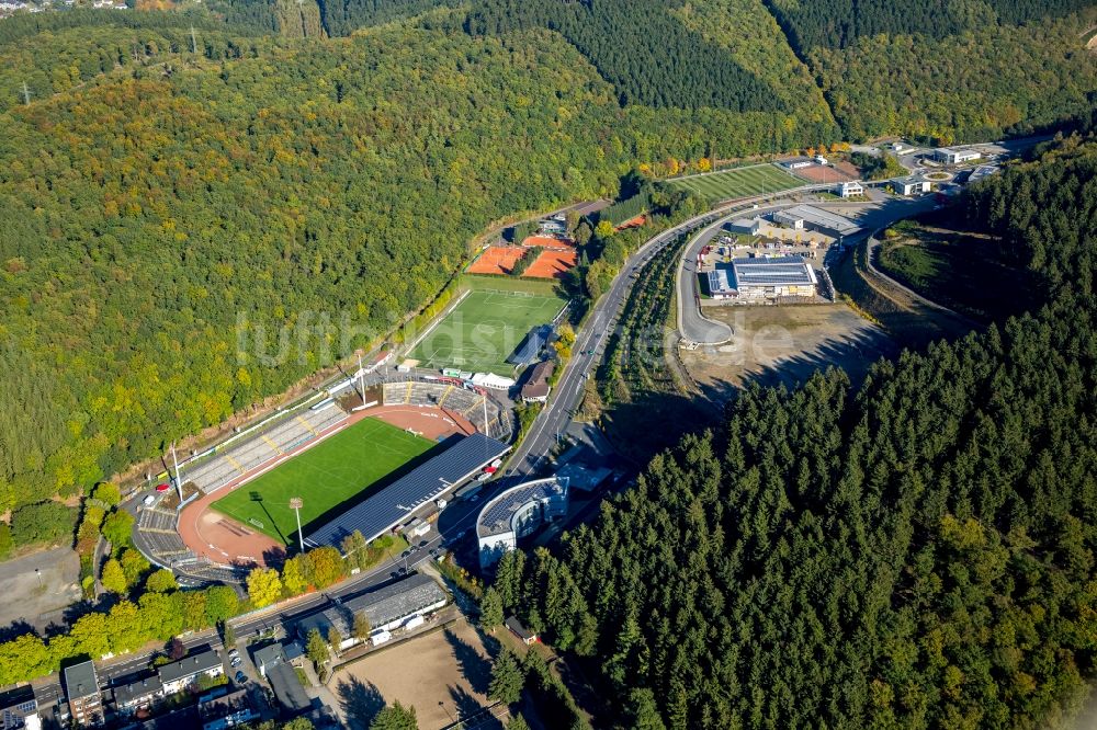 Luftbild Siegen - Sportstätten-Gelände der Arena des Leimbachstadions in Siegen im Bundesland Nordrhein-Westfalen