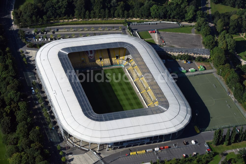 Luftaufnahme Dresden - Sportstätten-Gelände der Arena des Rudolf-Harbig-Stadion in Dresden im Bundesland Sachsen