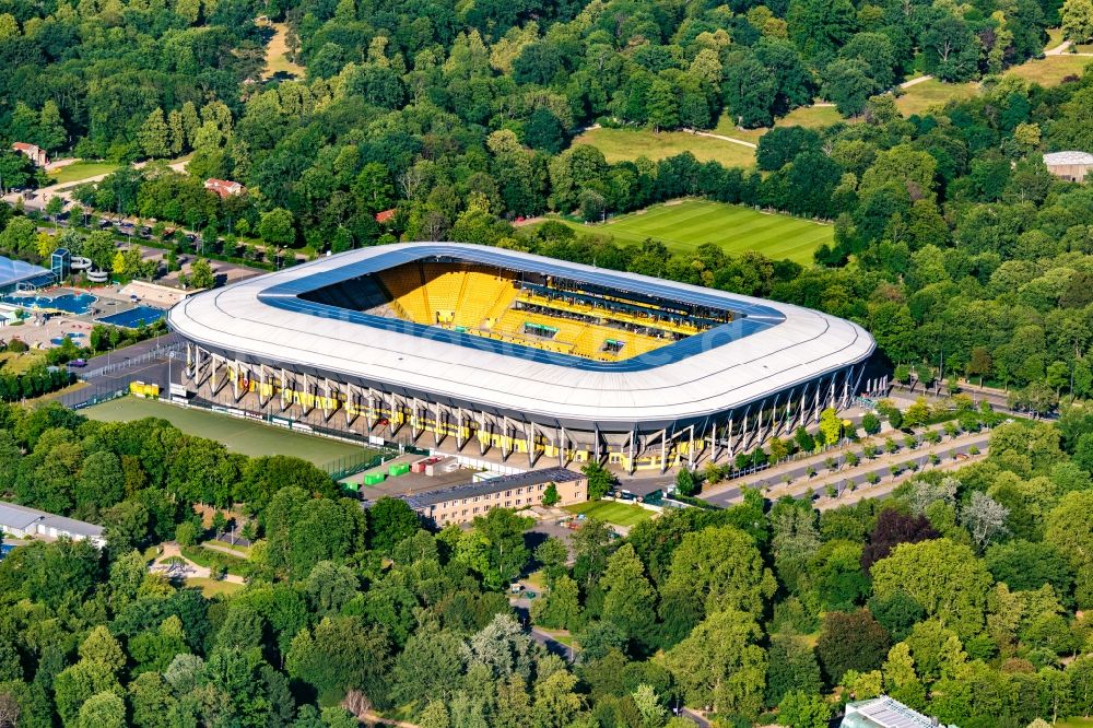 Luftbild Dresden - Sportstätten-Gelände der Arena des Rudolf-Harbig-Stadion in Dresden im Bundesland Sachsen