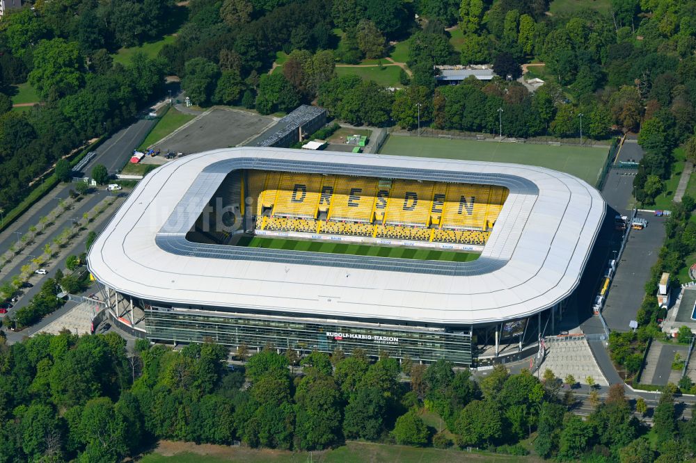 Luftaufnahme Dresden - Sportstätten-Gelände der Arena des Rudolf-Harbig-Stadion in Dresden im Bundesland Sachsen