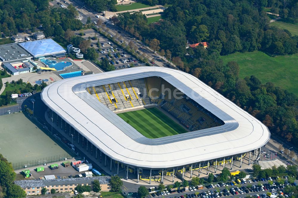 Luftaufnahme Dresden - Sportstätten-Gelände der Arena des Rudolf-Harbig-Stadion in Dresden im Bundesland Sachsen