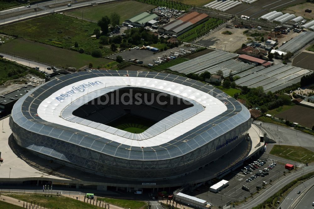 Luftbild Nizza - Sportstätten-Gelände der Arena des Stadion Allianz Riviera in Nizza in Provence-Alpes-Cote d'Azur, Frankreich