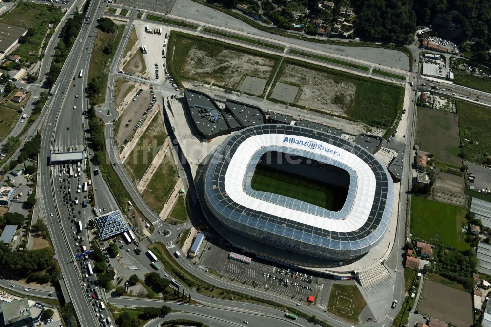 Luftbild Nizza - Sportstätten-Gelände der Arena des Stadion Allianz Riviera in Nizza in Provence-Alpes-Cote d'Azur, Frankreich