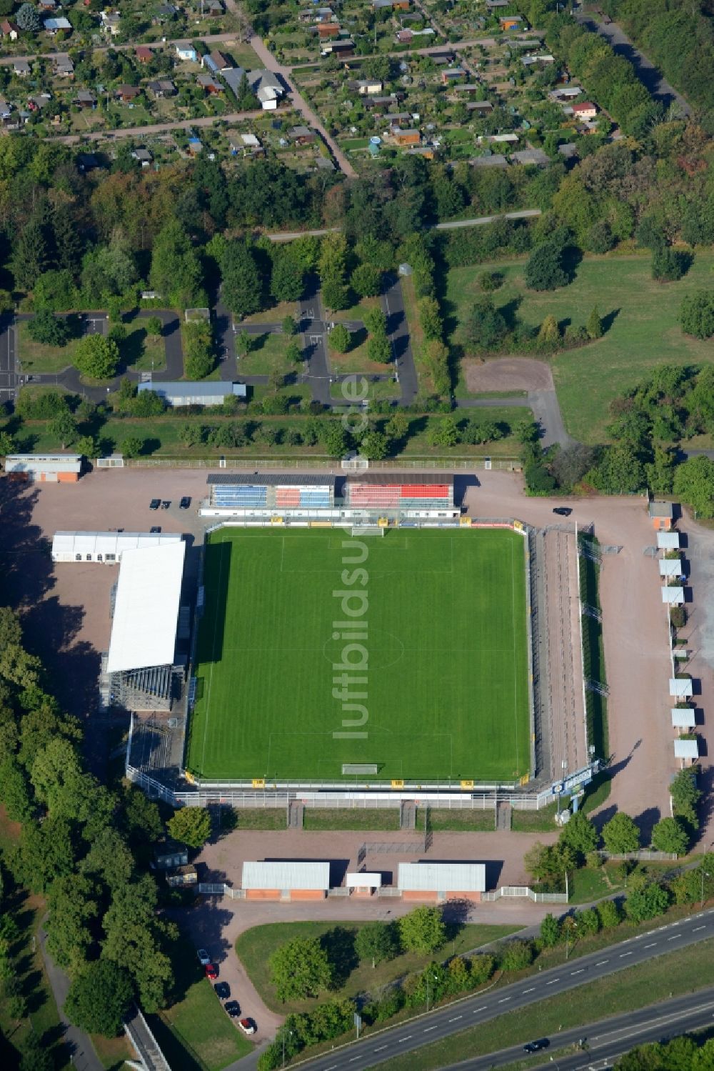 Aschaffenburg von oben - Sportstätten- Gelände der Arena des Stadion in Aschaffenburg im Bundesland Bayern