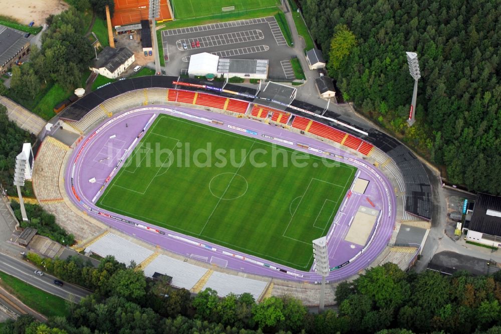 Luftbild Aue - Sportstätten-Gelände der Arena des Stadion in Aue im Bundesland Sachsen