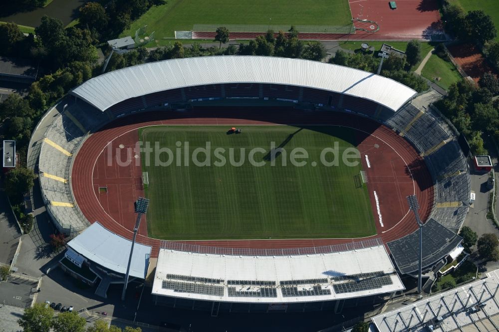 Kassel aus der Vogelperspektive: Sportstätten-Gelände der Arena des Stadion Auestadion in Kassel im Bundesland Hessen, Deutschland