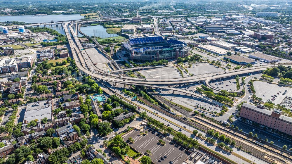 Baltimore aus der Vogelperspektive: Sportstätten-Gelände der Arena des Stadion M&T Bank Stadium in Baltimore in Maryland, USA