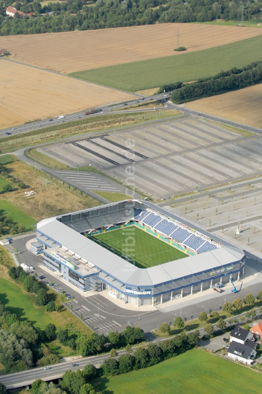 Paderborn von oben - Sportstätten-Gelände der Arena des Stadion Benteler-Arena in Paderborn im Bundesland Nordrhein-Westfalen, Deutschland