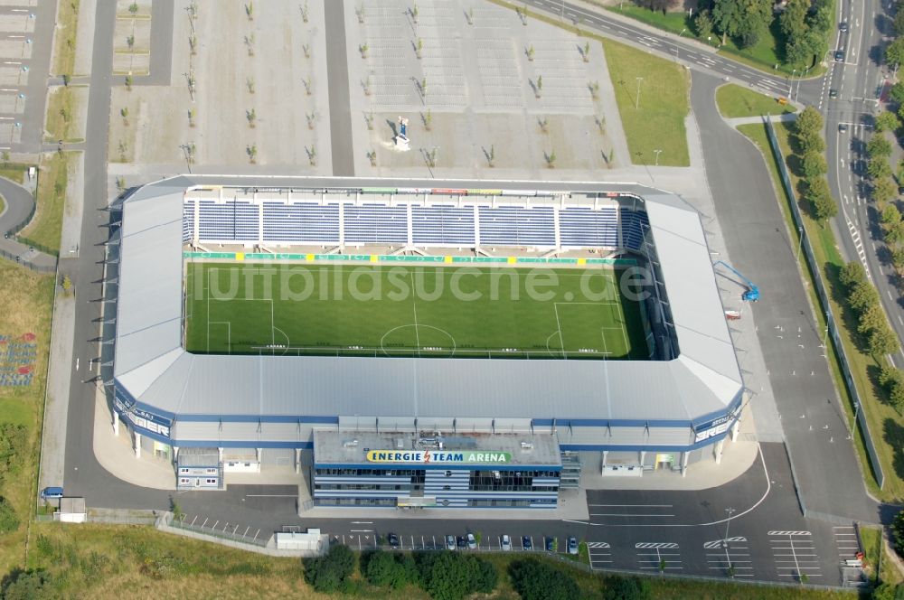 Paderborn von oben - Sportstätten-Gelände der Arena des Stadion Benteler-Arena in Paderborn im Bundesland Nordrhein-Westfalen, Deutschland