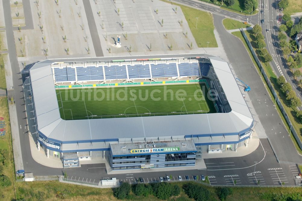 Paderborn aus der Vogelperspektive: Sportstätten-Gelände der Arena des Stadion Benteler-Arena in Paderborn im Bundesland Nordrhein-Westfalen, Deutschland