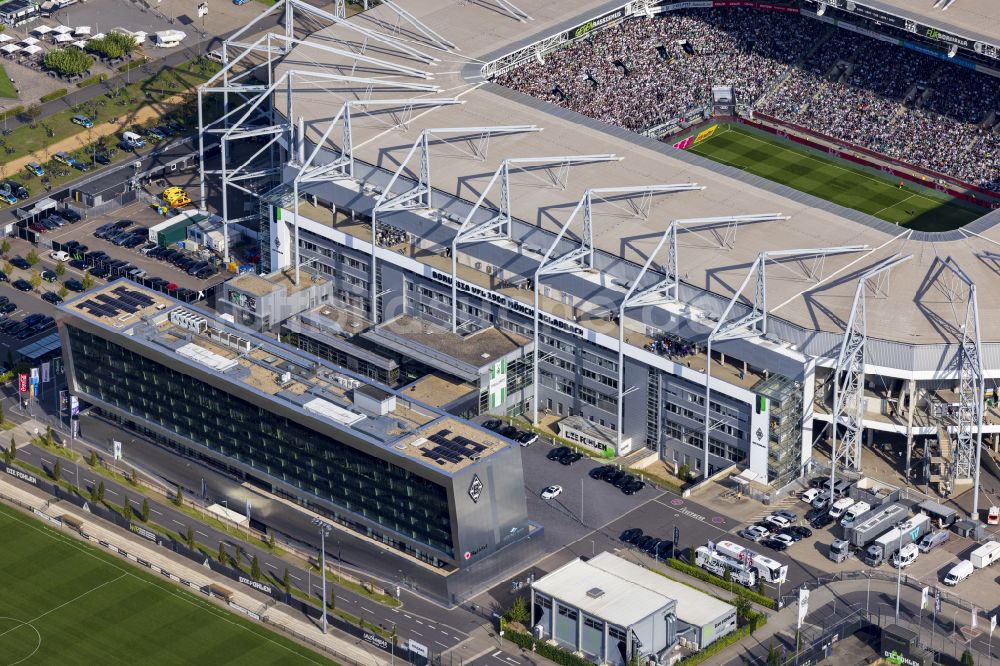 Mönchengladbach von oben - Sportstätten-Gelände der Arena des Stadion BORUSSIA-PARK in Mönchengladbach im Bundesland Nordrhein-Westfalen, Deutschland