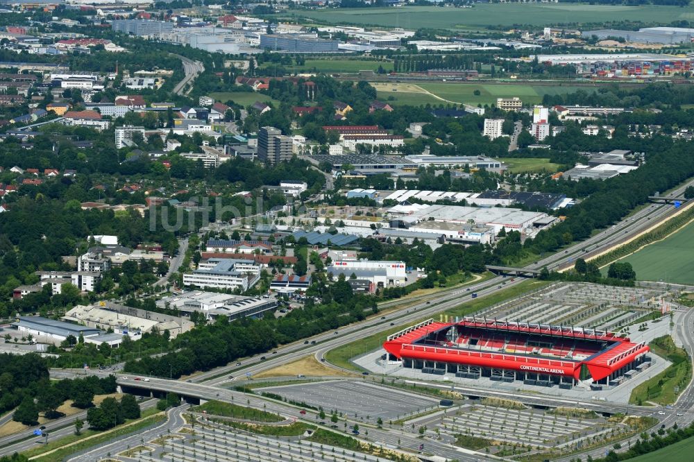 Luftaufnahme Regensburg - Sportstätten-Gelände der Arena des Stadion Continental Arena in Regensburg im Bundesland Bayern, Deutschland