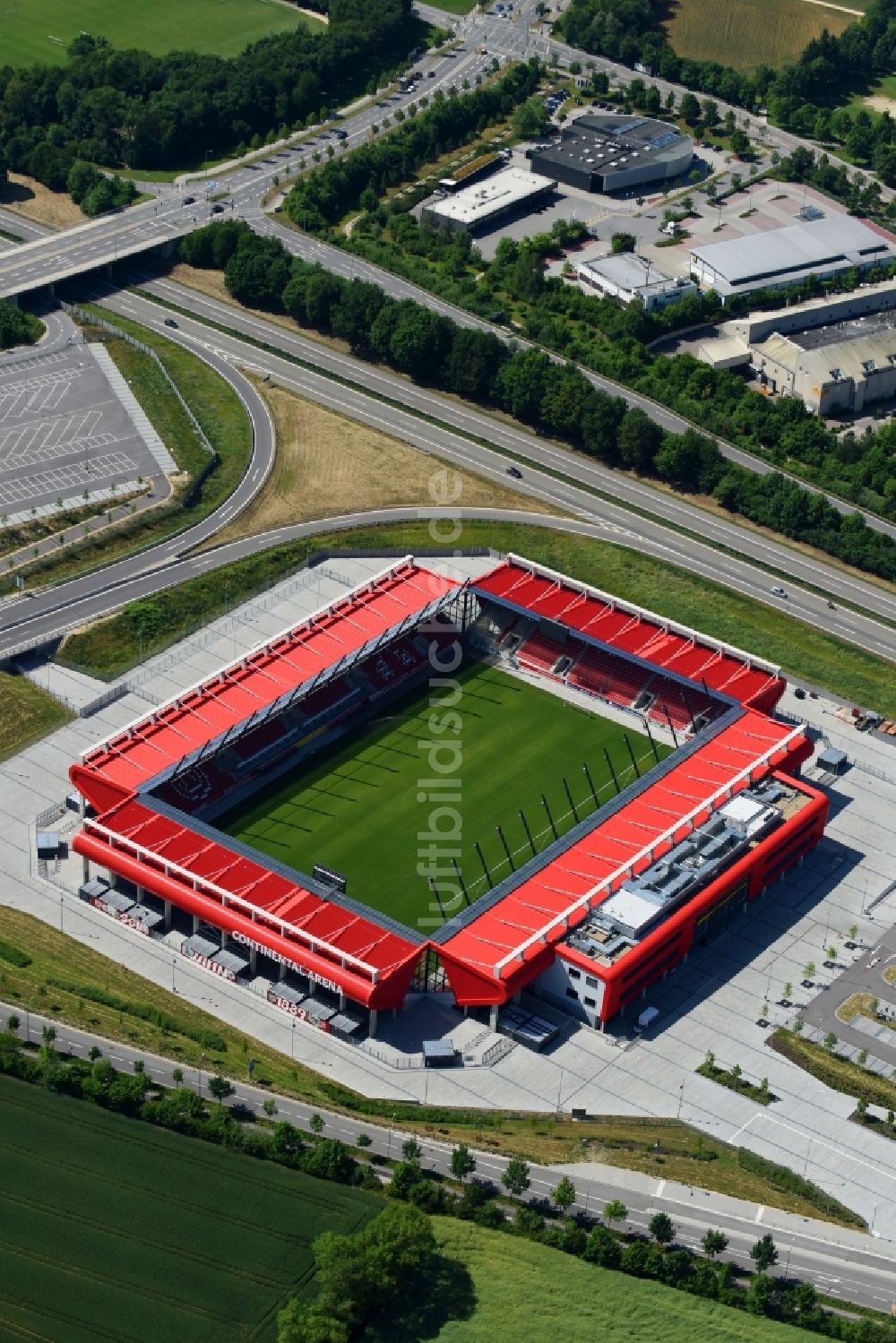 Luftaufnahme Regensburg - Sportstätten-Gelände der Arena des Stadion Continental Arena in Regensburg im Bundesland Bayern, Deutschland