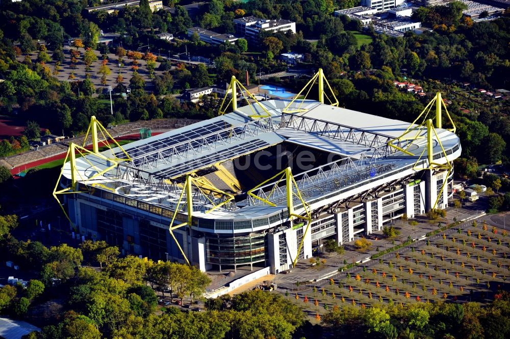 Dortmund aus der Vogelperspektive: Sportstätten-Gelände der Arena des Stadion in Dortmund im Bundesland Nordrhein-Westfalen