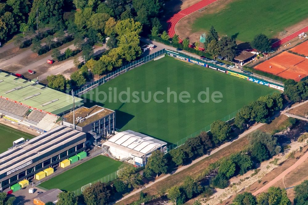 Freiburg im Breisgau von oben - Sportstätten-Gelände der Arena des Stadion Dreisam Stadion in Freiburg im Breisgau im Bundesland Baden-Württemberg, Deutschland