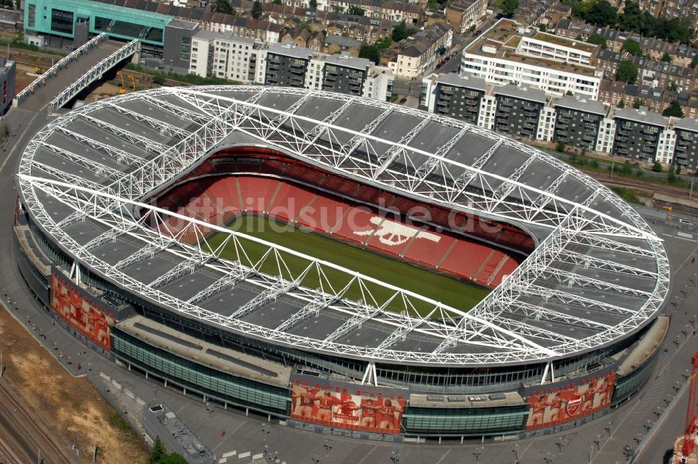 London von oben - Sportstätten-Gelände der Arena des Stadion Emirates Stadium in London in England, Vereinigtes Königreich