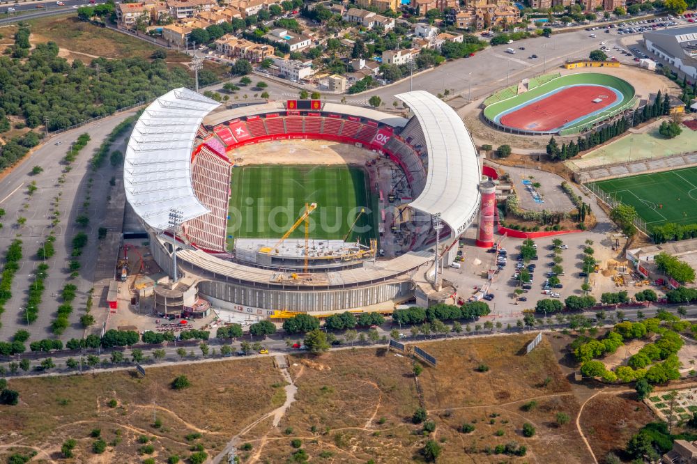 Luftbild Palma - Sportstätten-Gelände der Arena des Stadion Estadi de Son Moix im Ortsteil Ponent in Palma in Balearische Insel Mallorca, Spanien