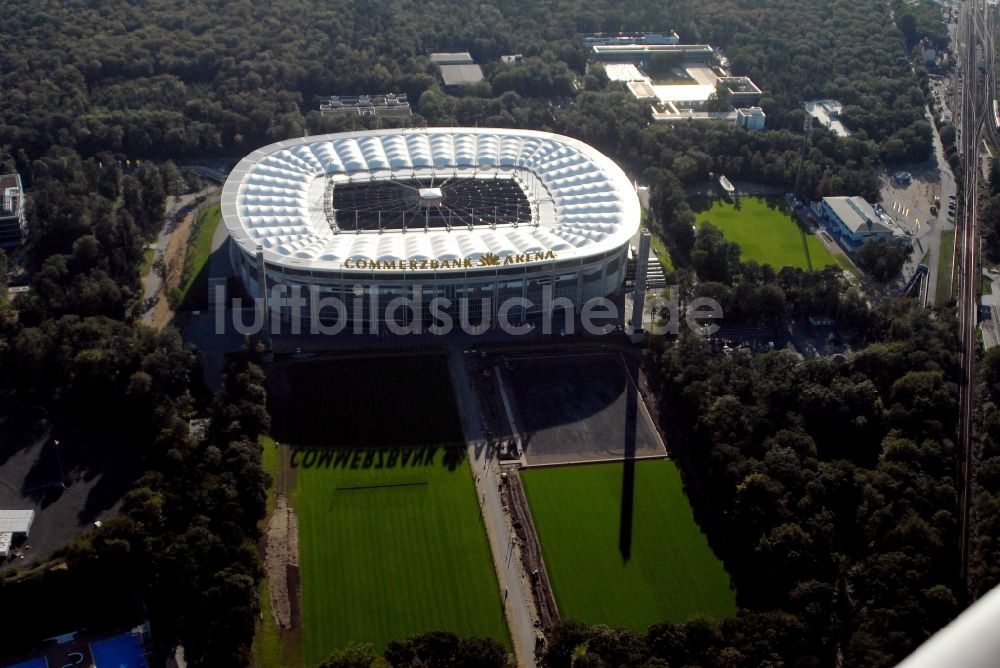 Frankfurt am Main von oben - Sportstätten-Gelände der Arena des Stadion in Frankfurt am Main im Bundesland Hessen