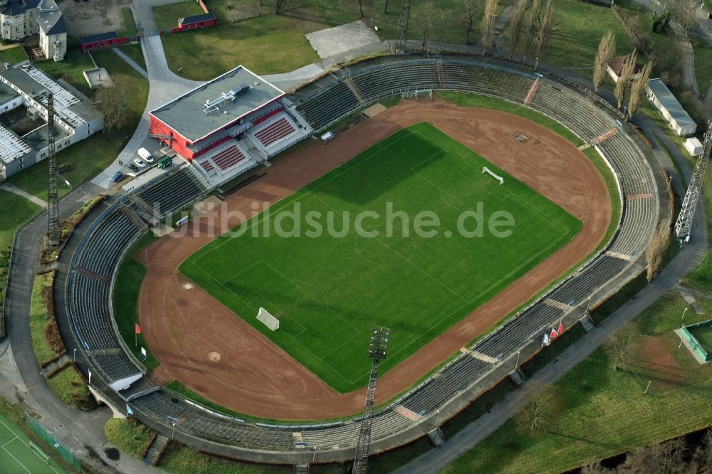 Luftaufnahme Frankfurt (Oder) - Sportstätten-Gelände der Arena des Stadion in Frankfurt (Oder) im Bundesland Brandenburg