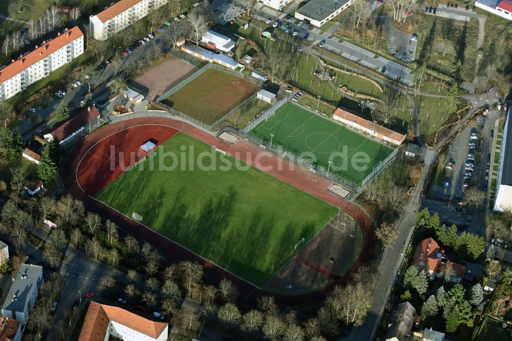 Fürstenwalde/Spree aus der Vogelperspektive: Sportstätten-Gelände der Arena des Stadion in Fürstenwalde/Spree im Bundesland Brandenburg