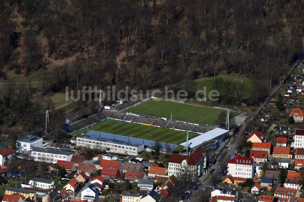 Potsdam aus der Vogelperspektive: Sportstätten-Gelände der Arena des Stadion Karl-Liebknecht-Stadion an der Karl-Liebknecht-Straße im Ortsteil Babelsberg in Potsdam im Bundesland Brandenburg