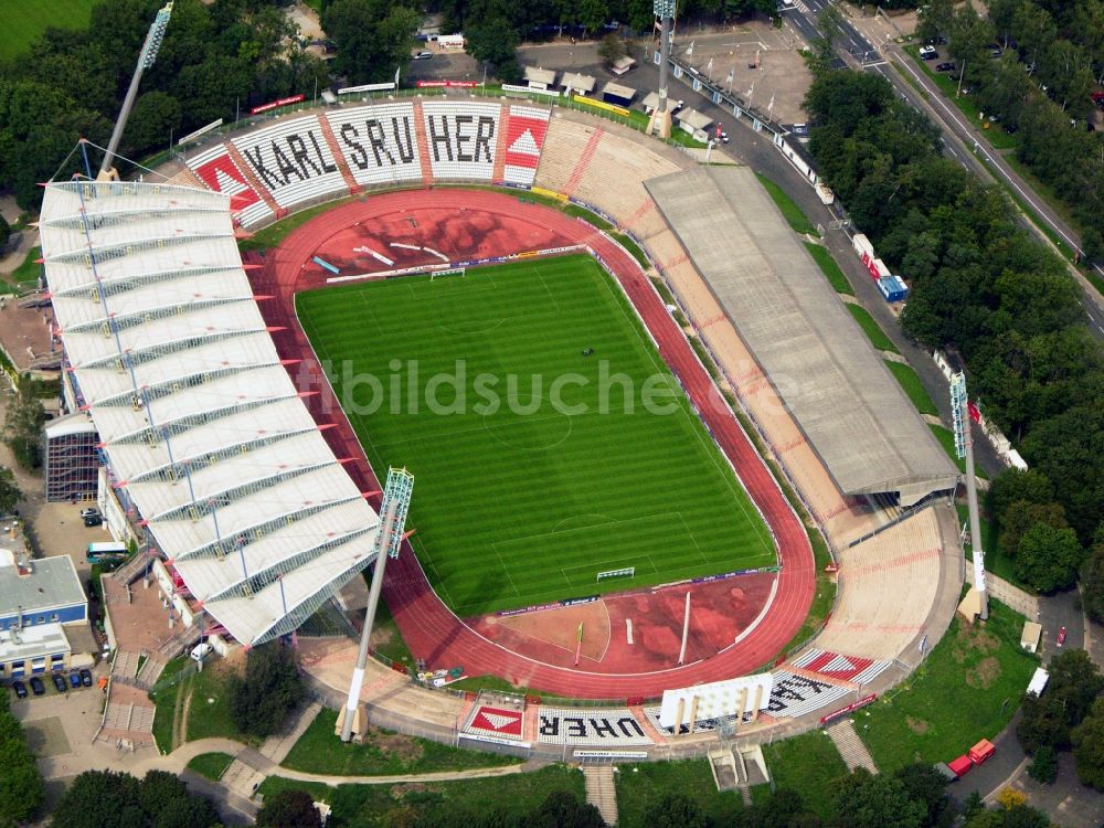 Luftaufnahme Karlsruhe - Sportstätten-Gelände der Arena des Stadion in Karlsruhe im Bundesland Baden-Württemberg