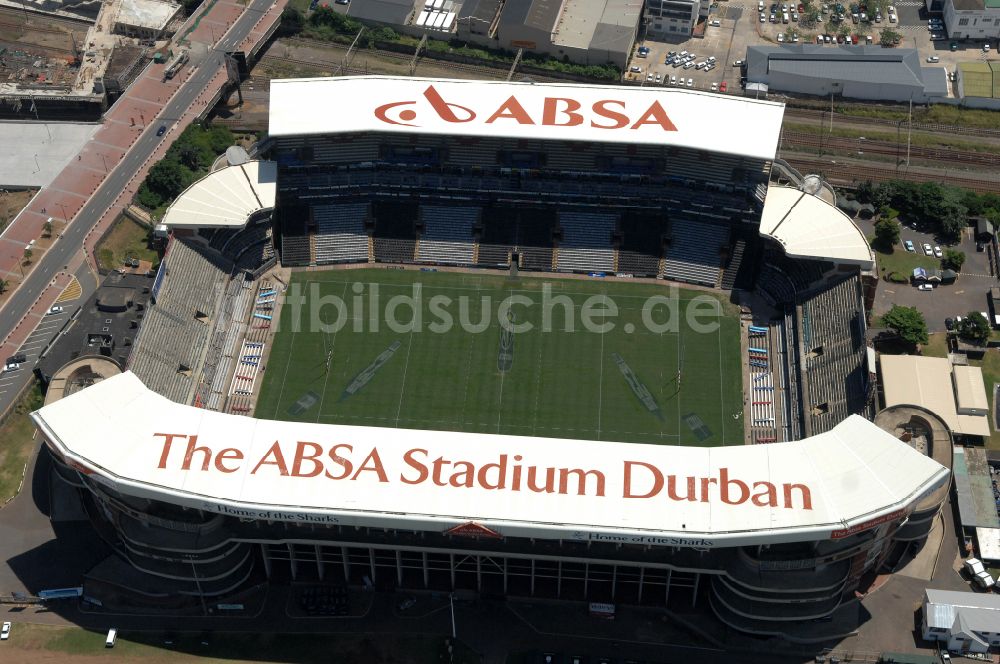 Durban von oben - Sportstätten-Gelände der Arena des Stadion Kings-Park-Stadion in Durban in KwaZulu-Natal, Südafrika