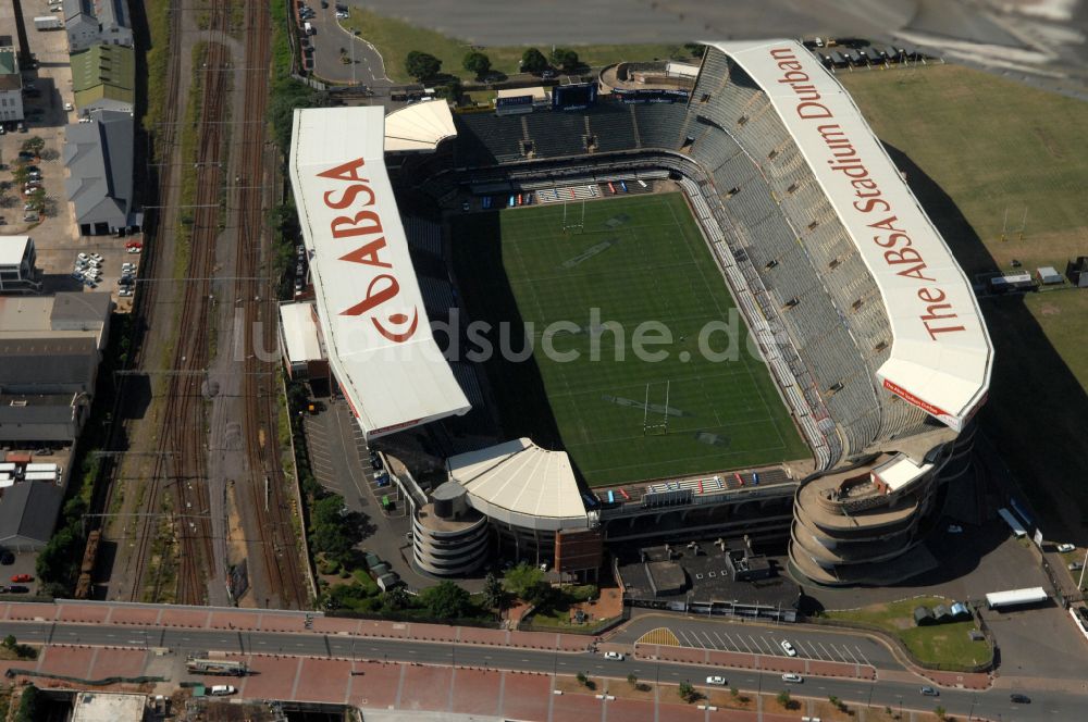 Durban aus der Vogelperspektive: Sportstätten-Gelände der Arena des Stadion Kings-Park-Stadion in Durban in KwaZulu-Natal, Südafrika