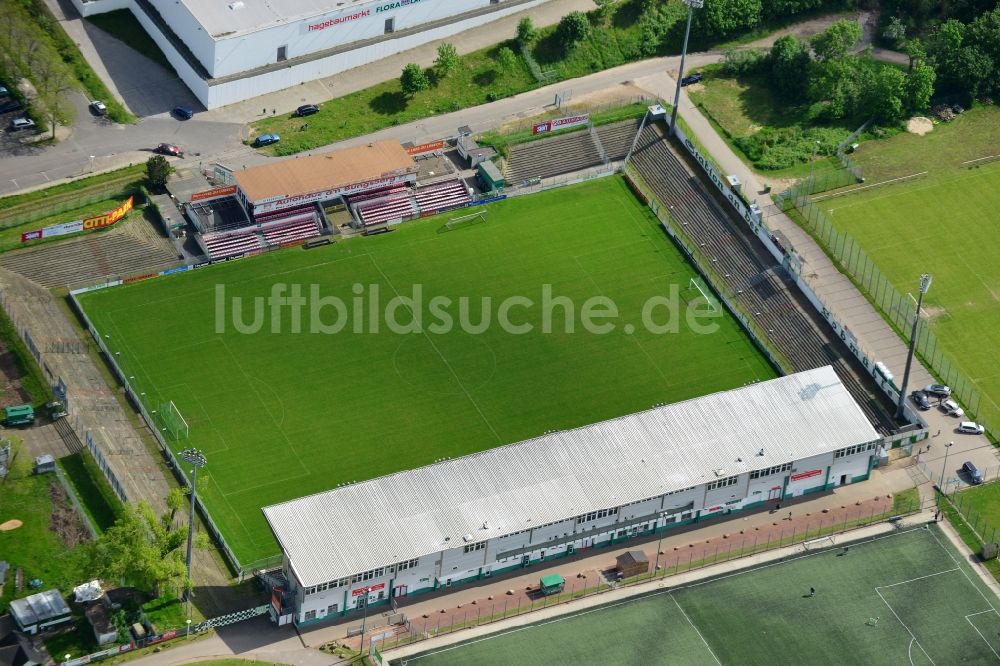 Lübeck aus der Vogelperspektive: Sportstätten-Gelände der Arena des Stadion in Lübeck im Bundesland Schleswig-Holstein