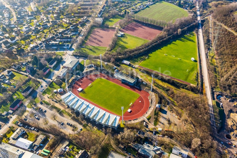 Luftbild Bochum - Sportstätten-Gelände der Arena des Stadion Lohrheidestadion im Ortsteil Wattenscheid in Bochum im Bundesland Nordrhein-Westfalen