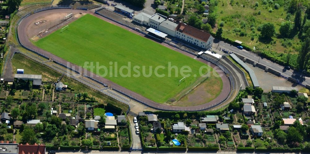 Luftaufnahme Magdeburg Sudenburg - Sportstätten-Gelände der Arena des Stadion in Magdeburg Sudenburg im Bundesland Sachsen-Anhalt