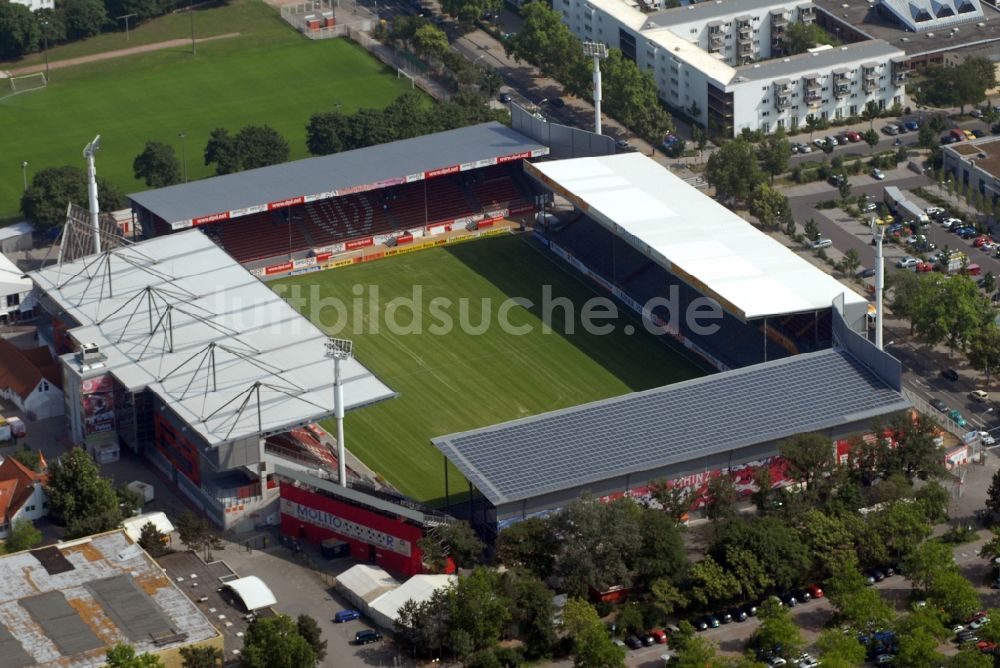 Luftaufnahme Mainz - Sportstätten-Gelände der Arena des Stadion in Mainz im Bundesland Rheinland-Pfalz