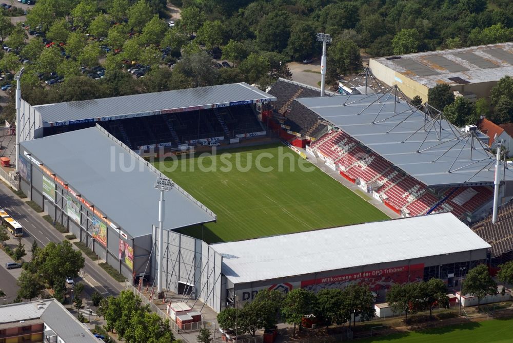 Luftaufnahme Mainz - Sportstätten-Gelände der Arena des Stadion in Mainz im Bundesland Rheinland-Pfalz