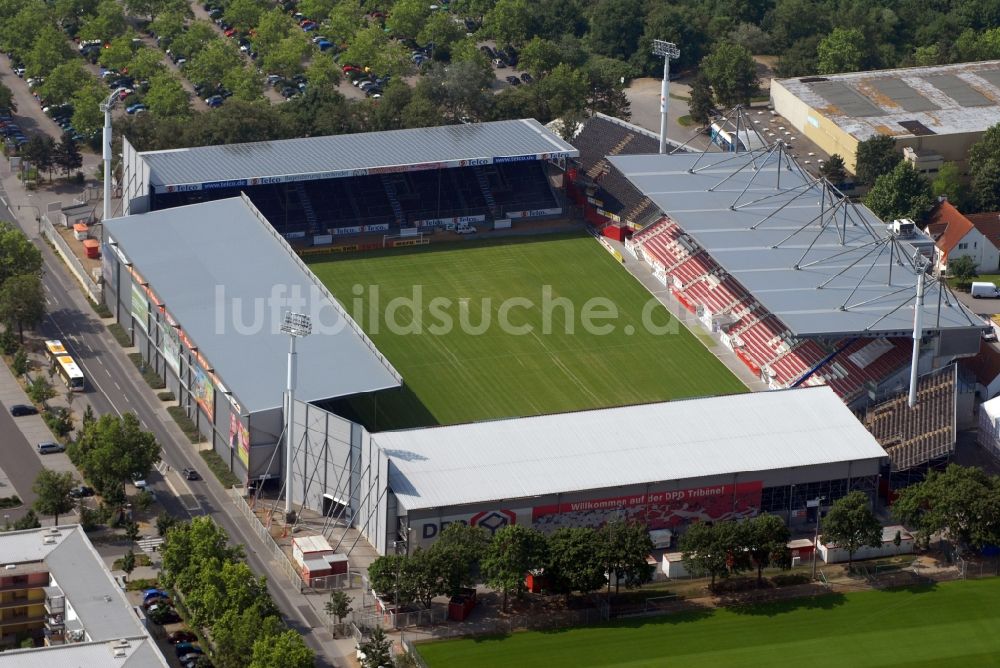 Mainz von oben - Sportstätten-Gelände der Arena des Stadion in Mainz im Bundesland Rheinland-Pfalz