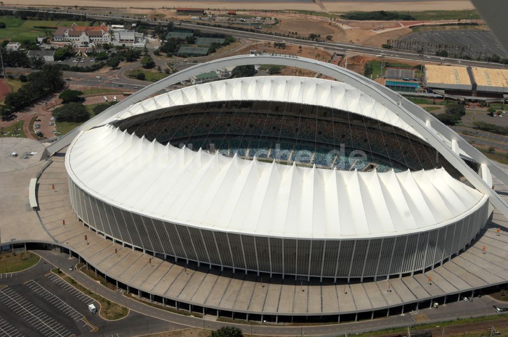 Durban aus der Vogelperspektive: Sportstätten-Gelände der Arena des Stadion Moses-Mabhida-Stadion in Durban in KwaZulu-Natal, Südafrika