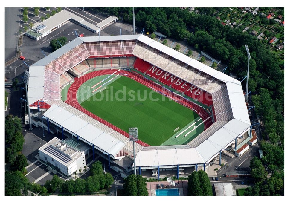 Nürnberg von oben - Sportstätten-Gelände der Arena des Stadion in Nürnberg im Bundesland Bayern