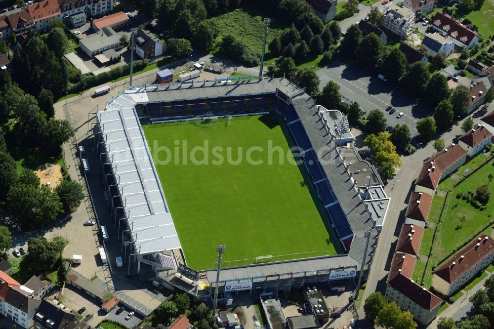 Luftaufnahme Osnabrück - Sportstätten-Gelände der Arena des Stadion in Osnabrück im Bundesland Niedersachsen