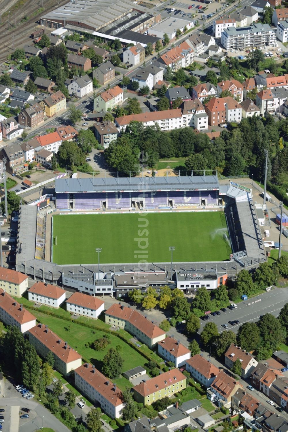 Osnabrück aus der Vogelperspektive: Sportstätten-Gelände der Arena des Stadion in Osnabrück im Bundesland Niedersachsen