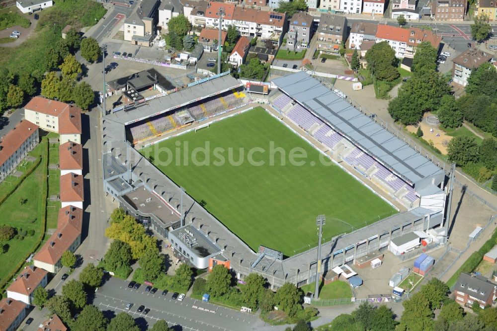 Osnabrück aus der Vogelperspektive: Sportstätten-Gelände der Arena des Stadion in Osnabrück im Bundesland Niedersachsen